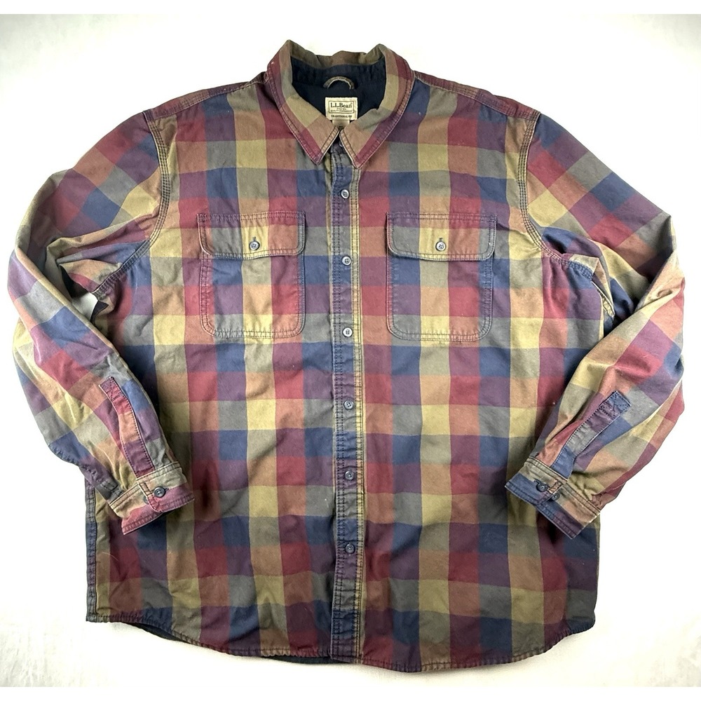 LL Bean Shirt Shacket Men 2XL Plaid Flannel Outdoor Granola Gorpcore Grunge Y2K